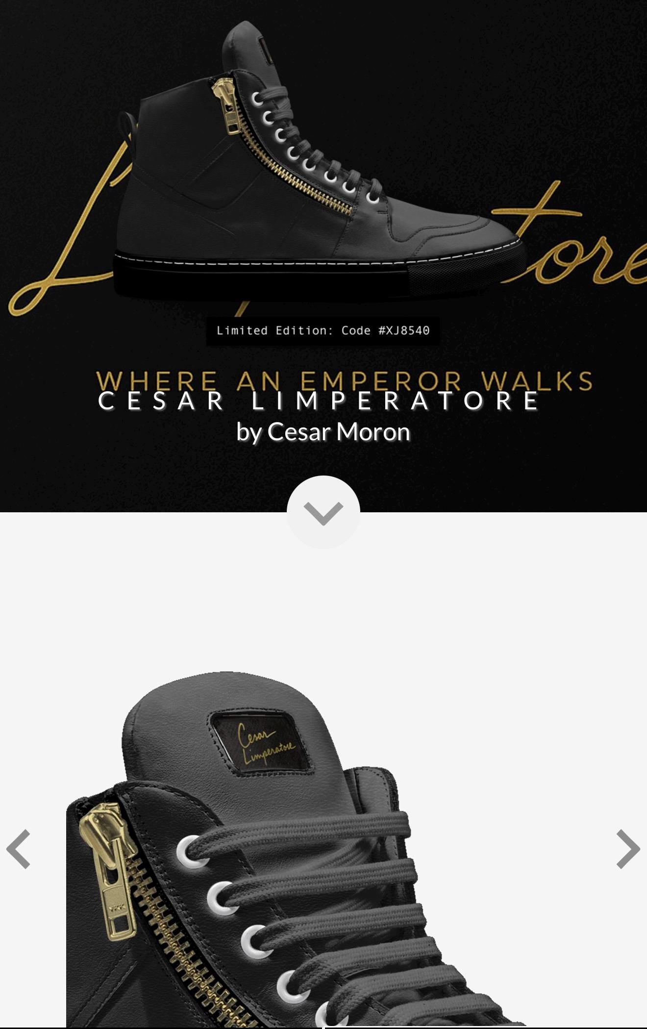 Cesar Limperatore Luxe Zipper High-Tops-Premium Black Leather Sneakers with Gold Detail