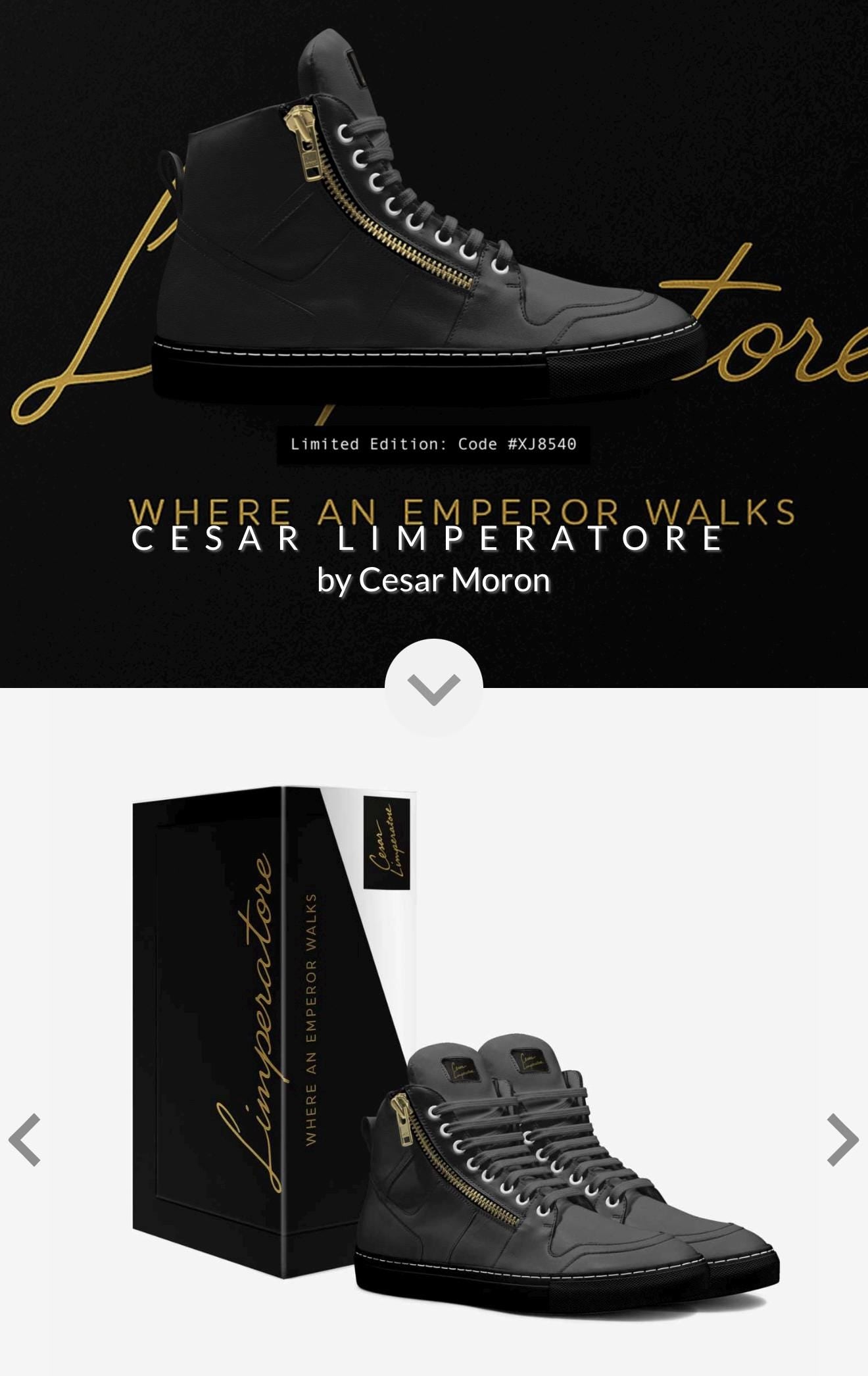Cesar Limperatore Luxe Zipper High-Tops-Premium Black Leather Sneakers with Gold Detail