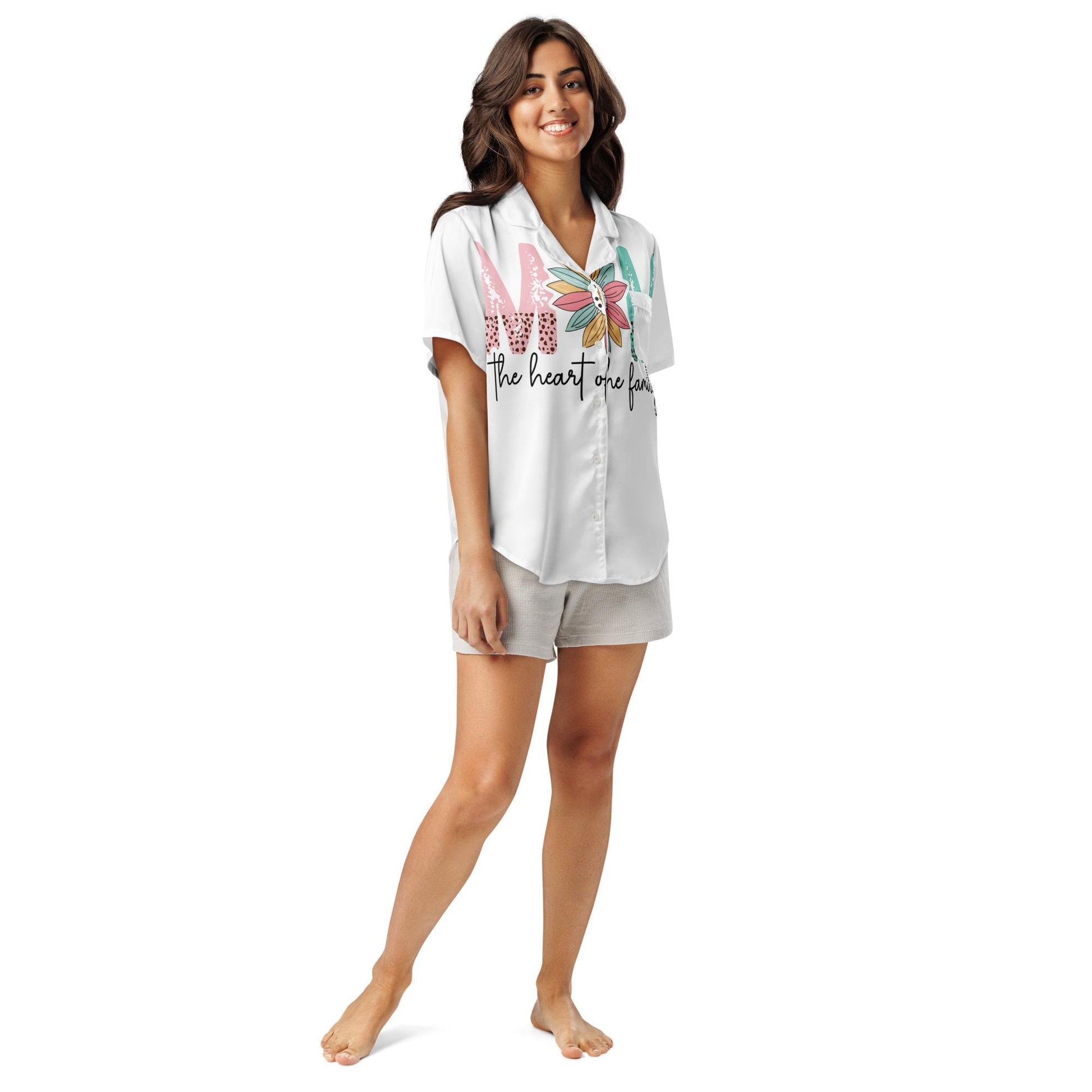 All-over print women’s short sleeve pajama top